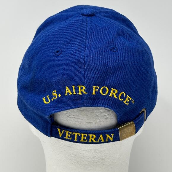 US Air Force Veteran Hat Cap Blue USAF Gold Leaf Leaves Strapback 6 Panel - Picture 3 of 9